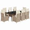 VidaXL Garden Dining Set with Cushions 9 Pcs, Patio Table and Chair, Patio Furniture, Outdoor Furniture, 3213242