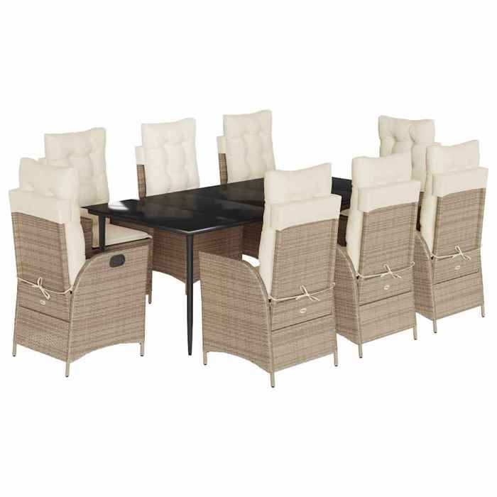 VidaXL Garden Dining Set with Cushions 9 Pcs, Patio Table and Chair, Patio Furniture, Outdoor Furniture, 3213242