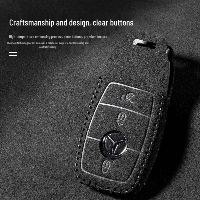 Mercedes-Benz E300L Key Cover: Suede Grade with Buckle for Men's C260LC200L GLC/GLB220