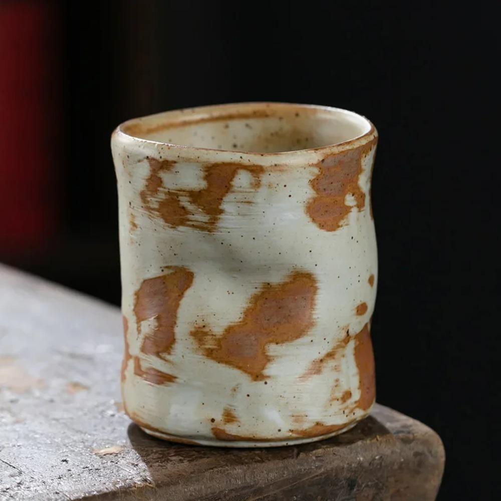 230ML Coarse Pottery Coffee Cup Hand Holding Cup Retro Japanese Ceramic Espresso Coffee Cup Living Room Decorative Ceramic