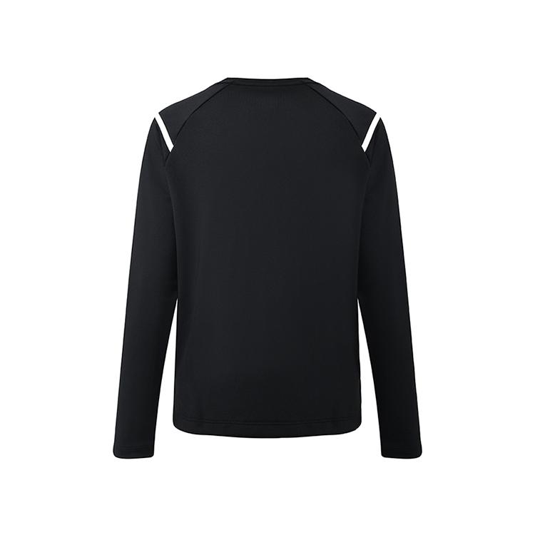 Li-Ning Personalized Printed Color Block Round Neck Casual Sports Long Sleeve T-Shirt Unisex Tops Black ATLU179-1