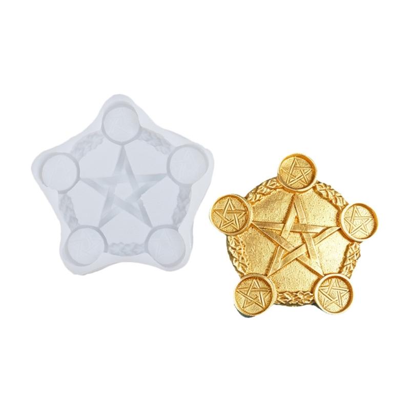 Handmade Candle Shaping Mould Five Cavity Star Pattern Candle Making Mould with Textured Border and Clear Lines for Handmade Candle Soap
