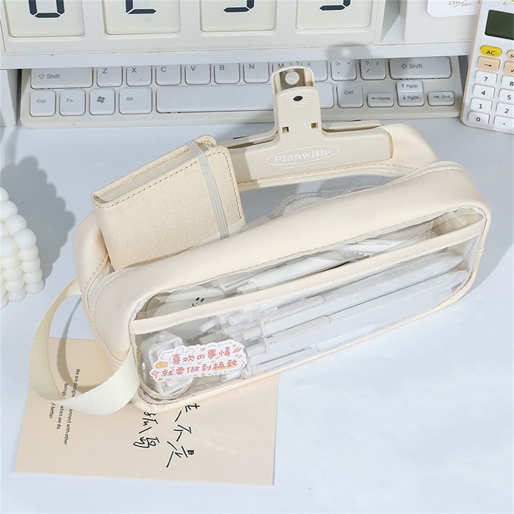 

Transparent Students Large Capacity Pencil Bag Stationery Holder Bag Pen Case Pencil Storage Bag белый
