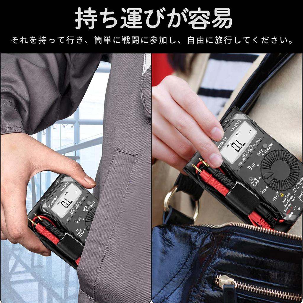 INFURIDER Digital 4000 and Continuity Large LCD Electronic Measuring Japanese Instruction Manual Included YF-4201 Ultra-Compact Multimeter, Count,