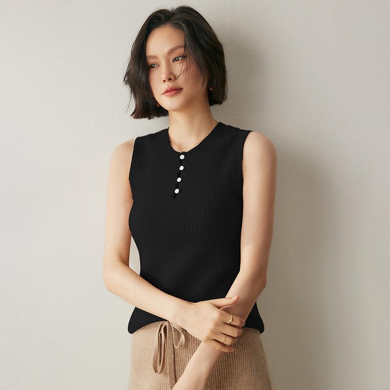 Gentle & Chic Cashmere Slim-Fit Sleeveless Knit Tank Top Sweater for Women