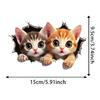 2 X Cat With Holes On Wall Funny Car Decals - Self Adhesive Cartoon