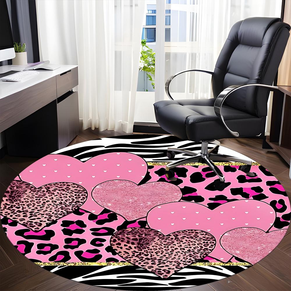 1pc Heart Print Chair Carpet for Office, Non slip, Soft and Durable Office Rug for Interior Decoration