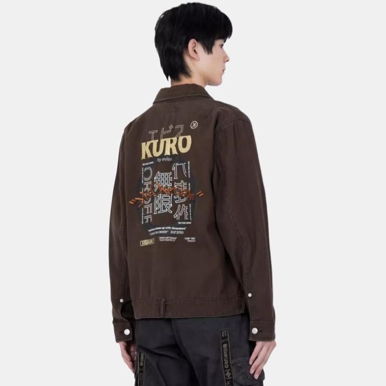 Evisu Work Pocket Denim Jacket Men jackets Dark-Charcoal 2EAGNM2DJ774XXCT