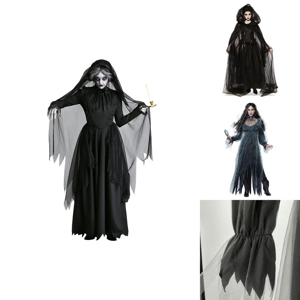Gruseliges Geisterbraut-Kostüm für Damen Halloween Cosplay Party Elastizität Umhang Handschuhe Rock S-xxl