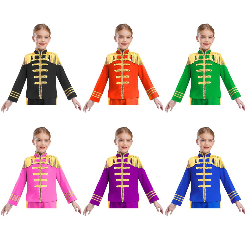 Kids 1960s British Star Costume - Gold Lace Long Sleeve Shirt for Rock Band Musician Cosplay & Theme Parties