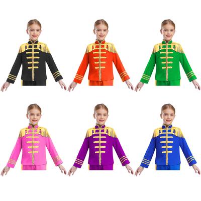 Kinder 1960er Britischer Star Kostüm - Goldspitze Langarmhemd für Rockband Musiker Cosplay & Themenpartys