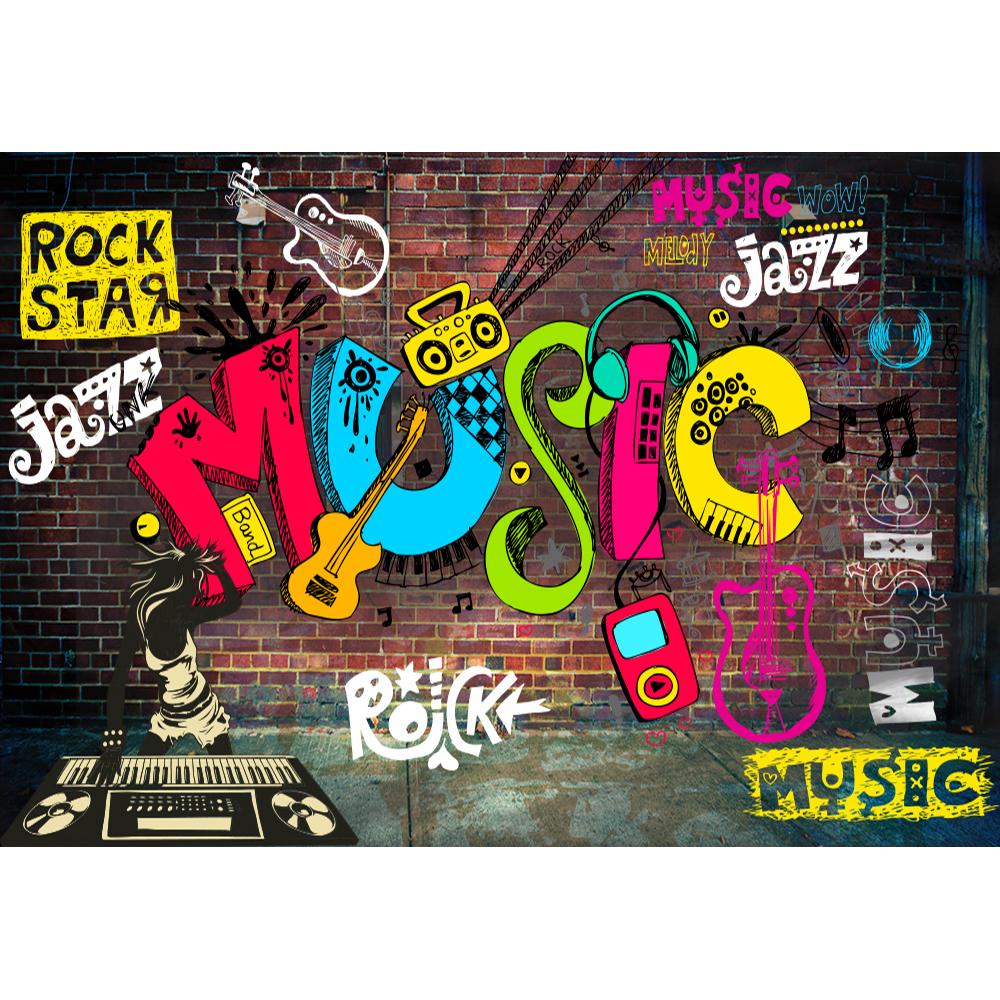 Graffiti Nástěnná malba Retro Nostalgická Graffiti Nástěnná malba Ložnice Obývací pokoj Pozadí Nástěnná dekorace 3D Tapeta