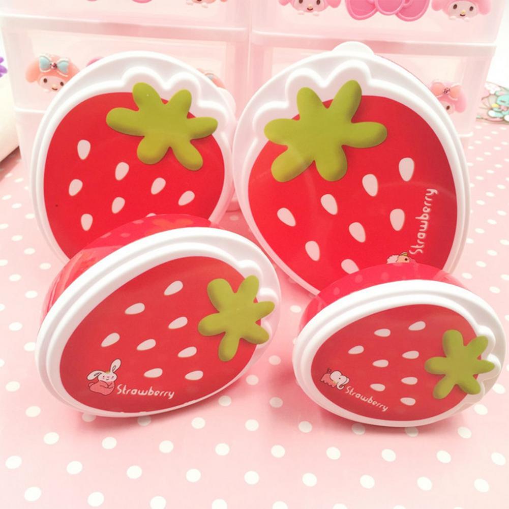 4 pezzi Portapranzo per bambini portatile Cartone animato Fragola Pranzo Bento Box Insalata Frutta Contenitore per alimenti Scuola Microonde Bento Box
