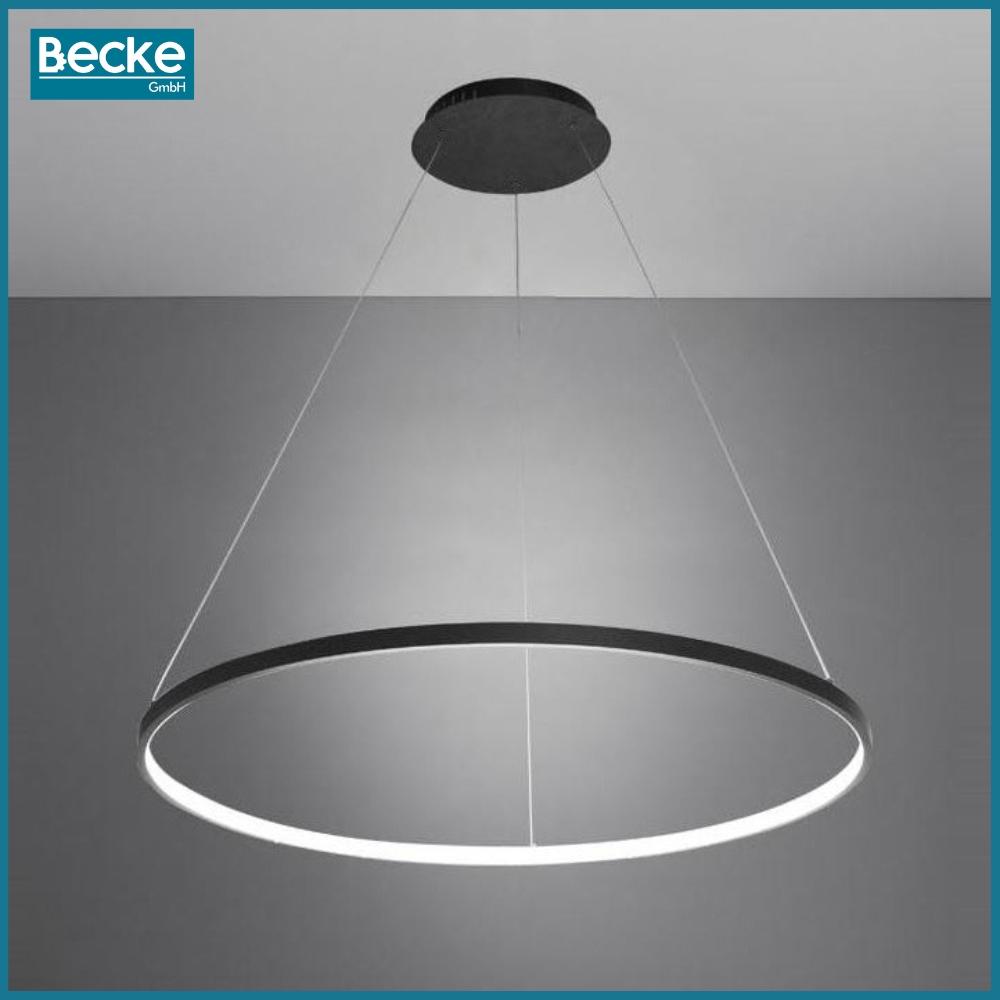 Ringformad LED-taklampa, matt svart, 25W, modern, industriell, hängande, lång, Neutral
