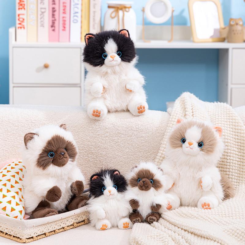 Portachiavi Peluche Gatto a Pelo Lungo con Morbida Pelliccia in Poliestere per Collezionisti di Animali