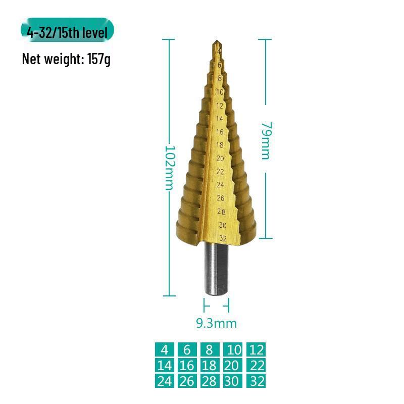 Triangle Handle Step Drill Bit for Iron & Aluminum, 4-32mm Hole Opener