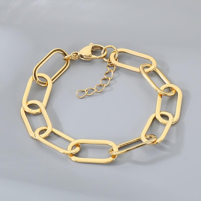 Kalen Stainless Steel Paperclip Chain Bracelet for Men Women Hop Hip Gold Color Accessory Adjustable Minimalist Fashion Jewelry