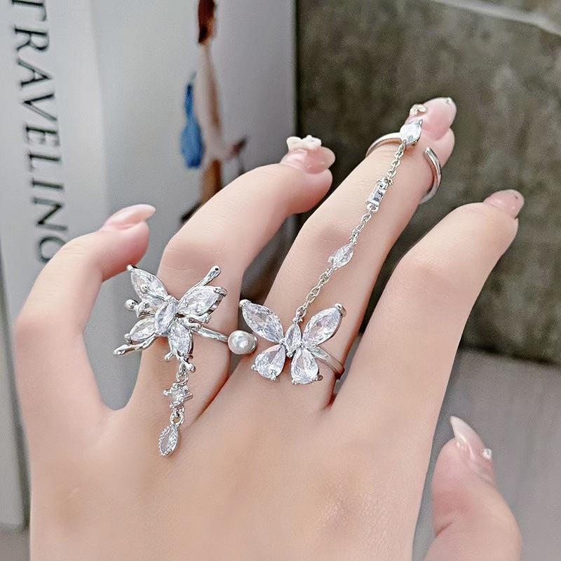 French Chain, Personalized Butterfly Opening Ring, Female Tide Niche Design, Advanced Sense, Cold Style And Fashion