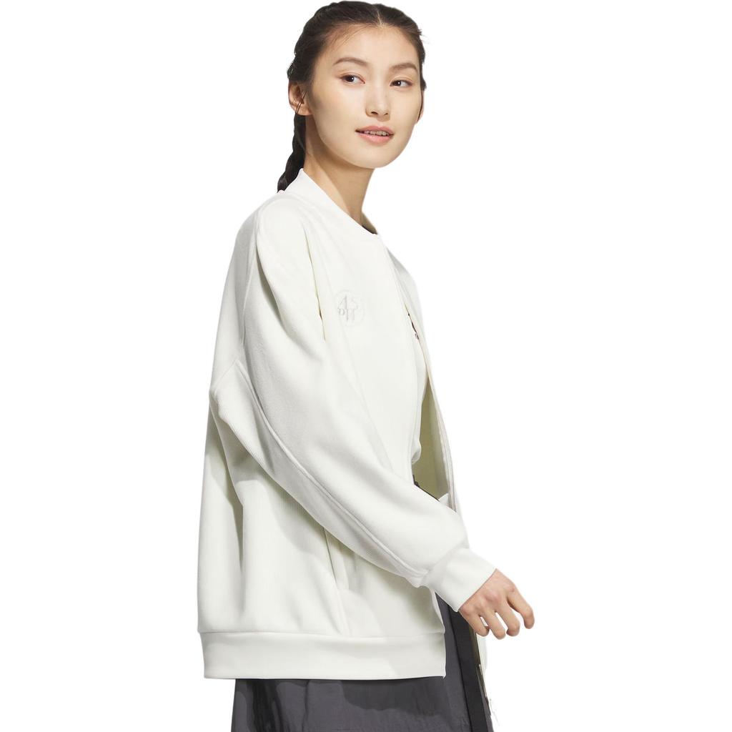 Adidas Lounge Bonded Warm Logo Sports Casual Long Sleeve Jacket Women Jackets Han-Jade-White JJ3546