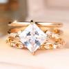 Luxury Gold Color Square Zircon 3Pcs Stackable Ring Set for Women Wedding Banquet Daily and Party