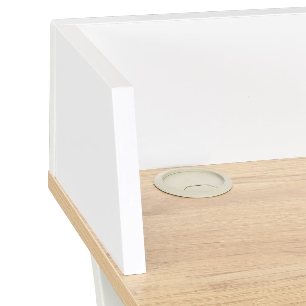 Desk In White and Natural Finish 80 X 50 X 84 Cm