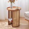Rattan Coffee Table Circular Modern Tea Tables Living Room Storage Shelf Bedside Table Japanese Design Tables Sofas Furniture