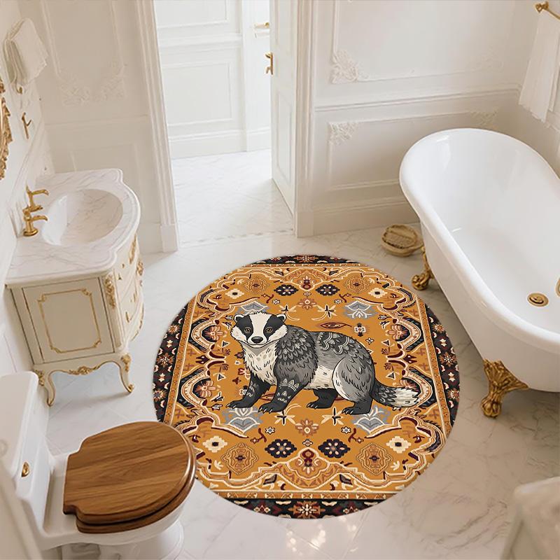 Vintage Pattern Animals,Round Area Rug,Carpet Rug for Living Room Bedroom Sofa Playroom Decor,Non-slip Floor Mat