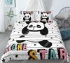 New Panda Bedding Set Single Twin Full Queen King Size Cartoon Animals Bed Set Aldult Kid Bedroom Duvetcover Sets 3D Anime 043