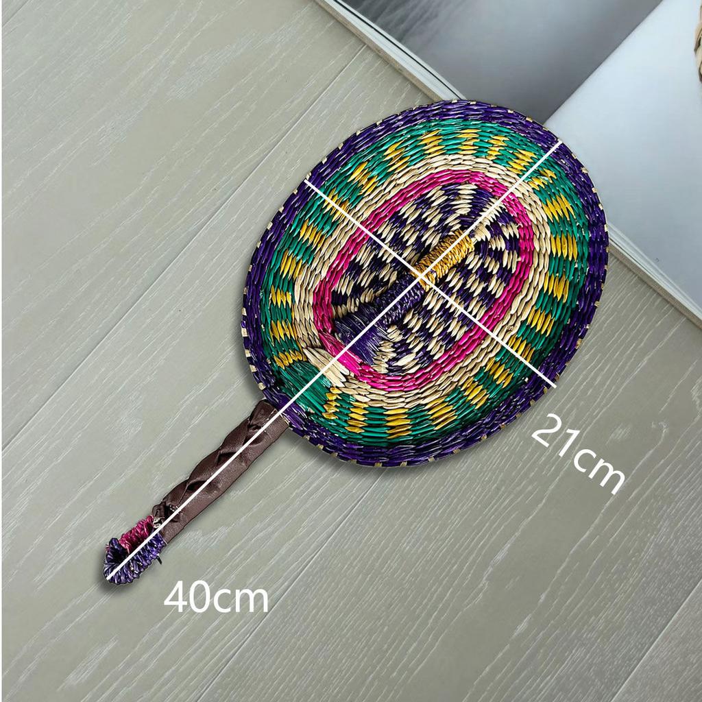 Vietnam Imports Hand Woven Seaweed Fan Oval Dopamine Daily Ins Style African Element Decoration Homestay Summer