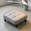 Comfort Upholstered Swivel Caster Stool Rounded Edges Square Shape Low Sliding Bench Portable Stitched Rolling Stool Baby Care