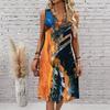 Plus Size V Neck Sleeveless Quiet Bamboo Grove Scenic Print For Leisure Holiday Trip