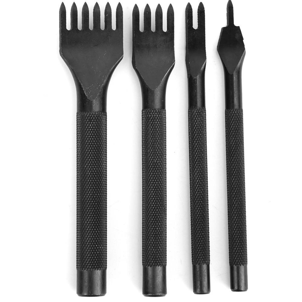 4pcs 1/2/4/6 Prong Diamond Chisel Set Steel Hole Punch Tool  For DIY Leather Crafting