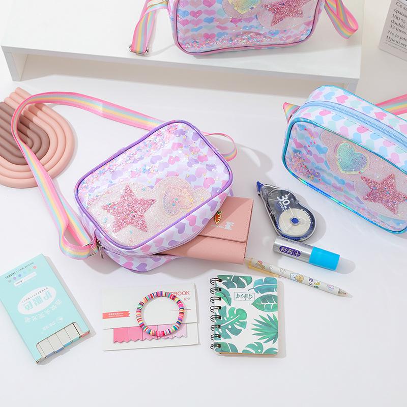 Starfish Star Children's Crossbody Bag - Macaron Color Sequin Handbag for Girls