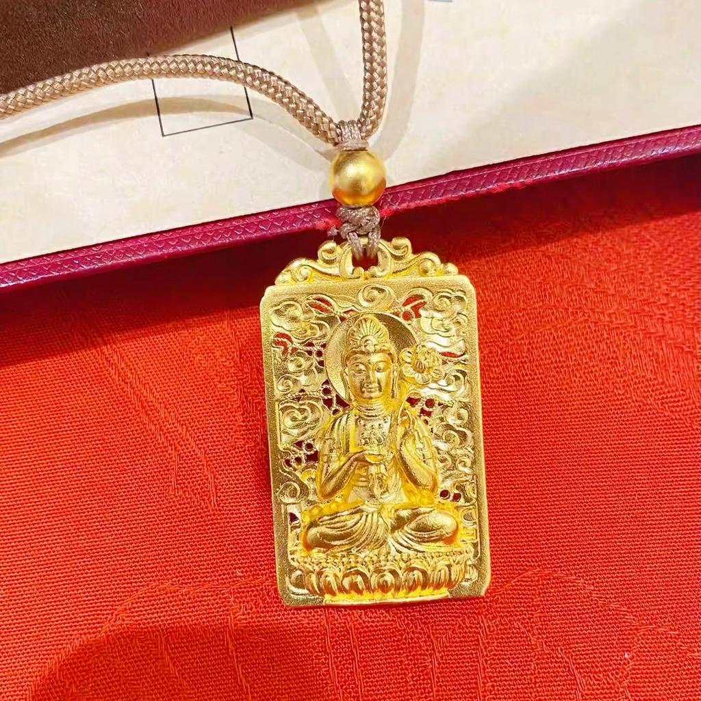 Acht Große Dharmapalas 24K AU999 Goldanhänger, Mahasthamaprapta Token, Tierkreiszeichen Schutz Buddha Amulett