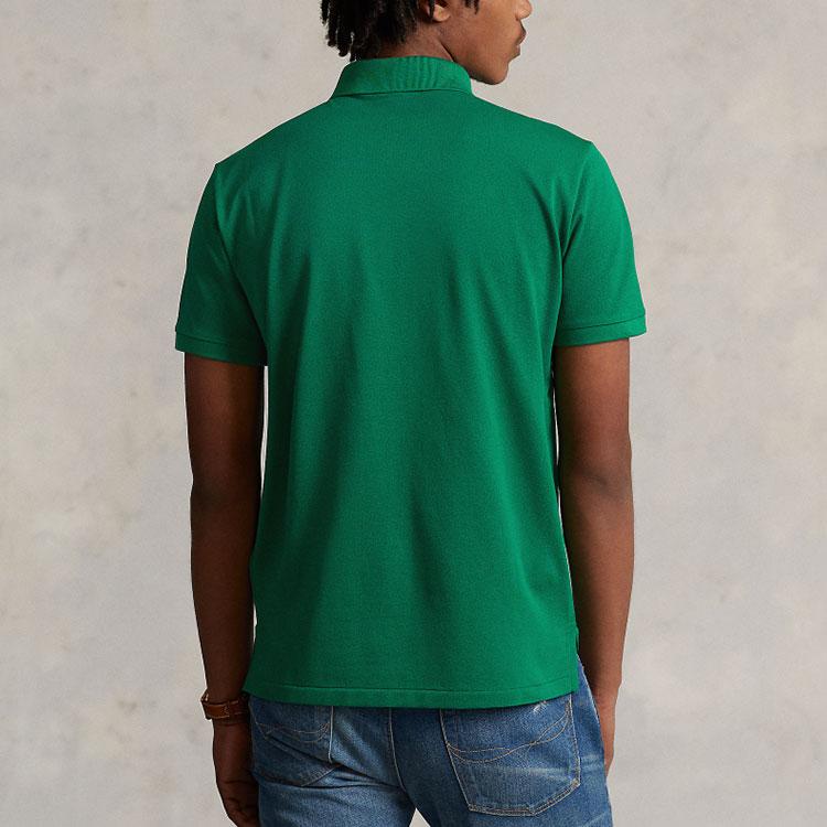Polo Ralph Lauren SS23 Solid Logo Embroidered Slim Fit Short Sleeve Polo Shirt Men Tops Green MNPOKNI1N822251-320