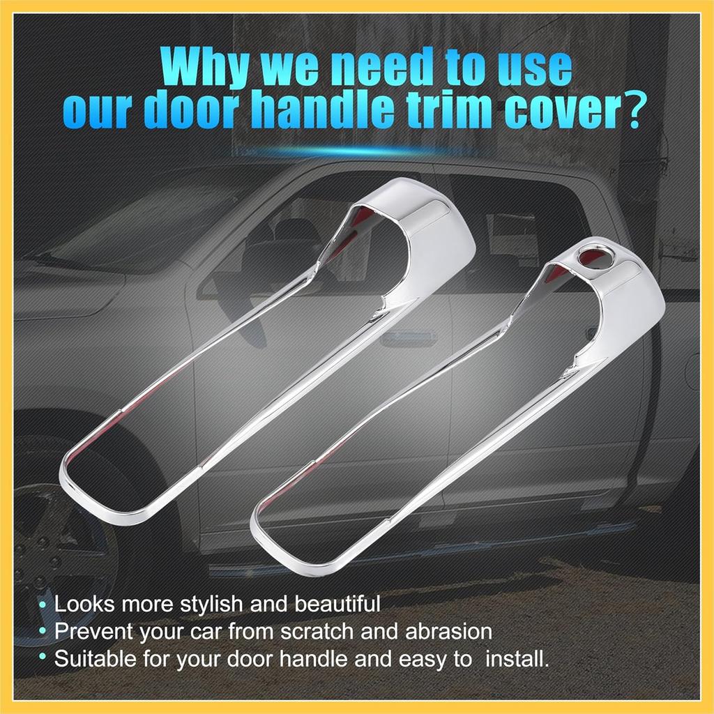 4pcs Chrome Plated ABS Exterior Side Door Handle Cover Trim for Dodge for Ram 1500 for Jeep Commander Grand Cherokee 2006-2010 Silver Tone Outer Door