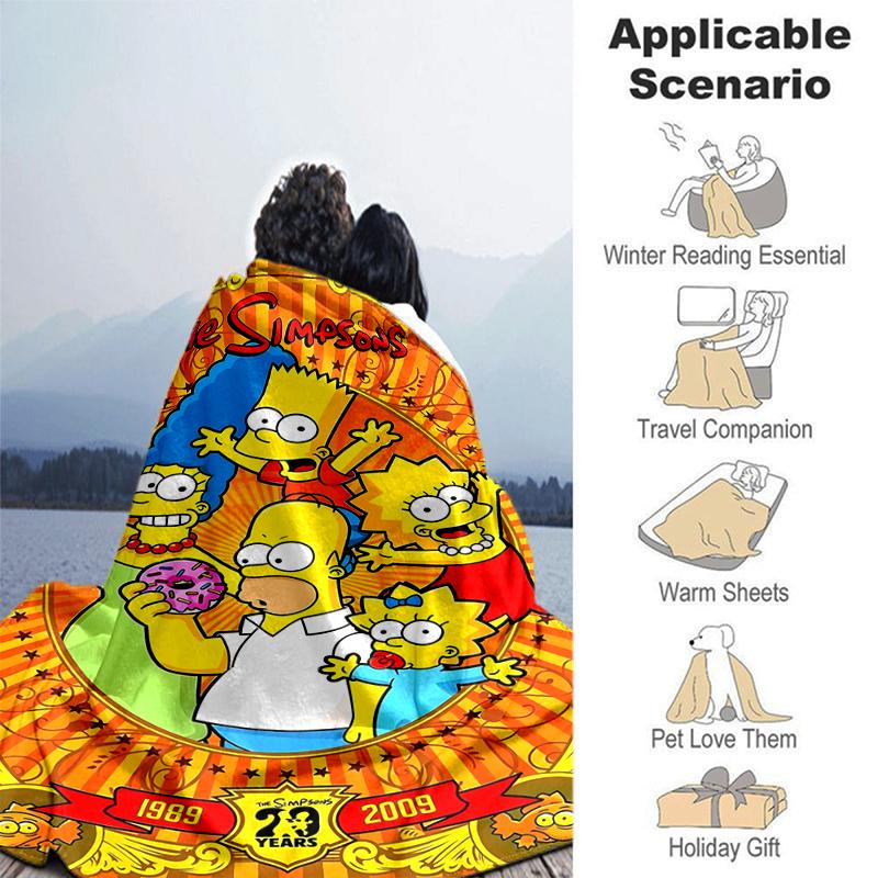 1Pc Simpsons Family Celebration Blanket Soft And Comfortable Casual Warm Camping Travel Christmas Halloween Gift M921737