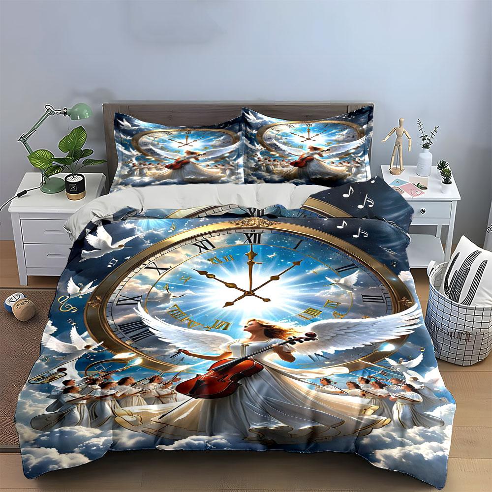 Clock, angel, cello, doves. Bedding sets Duvet cover sets Duvet covers Pillowcases(1*Duvet Cover 2*Pillowcases without duvet insert)