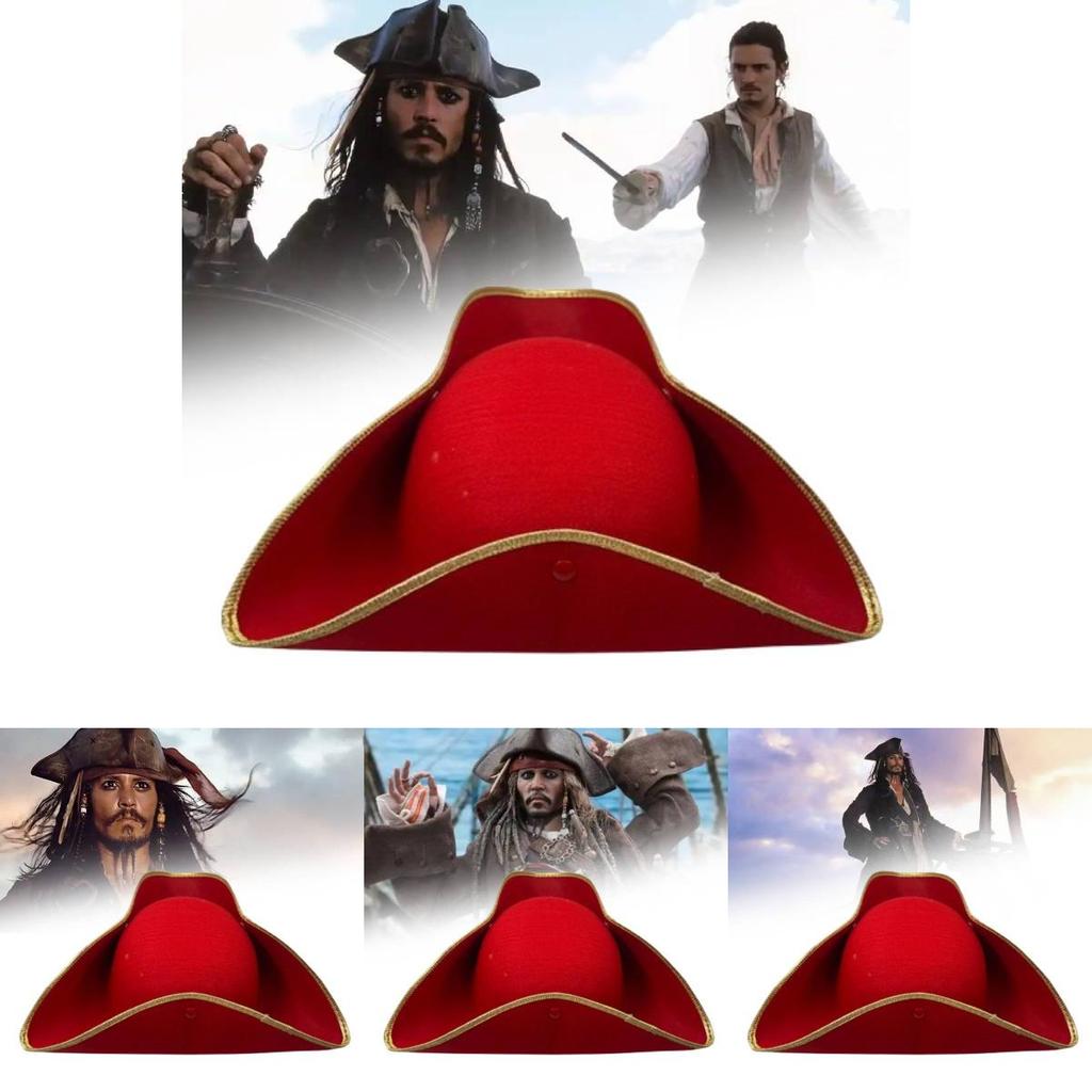 Stylish Red Pirate Captain Hat Cosplay Costume Accessory For Halloween Parties And Events