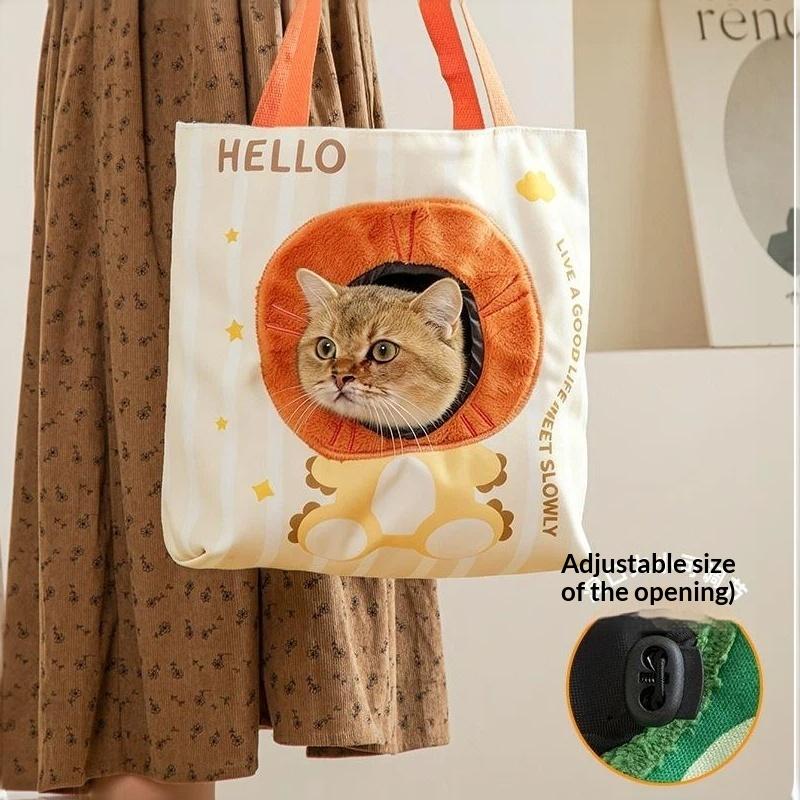 Cartoon Leinwand Haustiertransporttasche Tragbare Katze Tragetasche Kleiner Hundetransporttasche Handtasche Mit Kopf-Raus-Fenster Für Outdoor-Reisen Spaziergänge