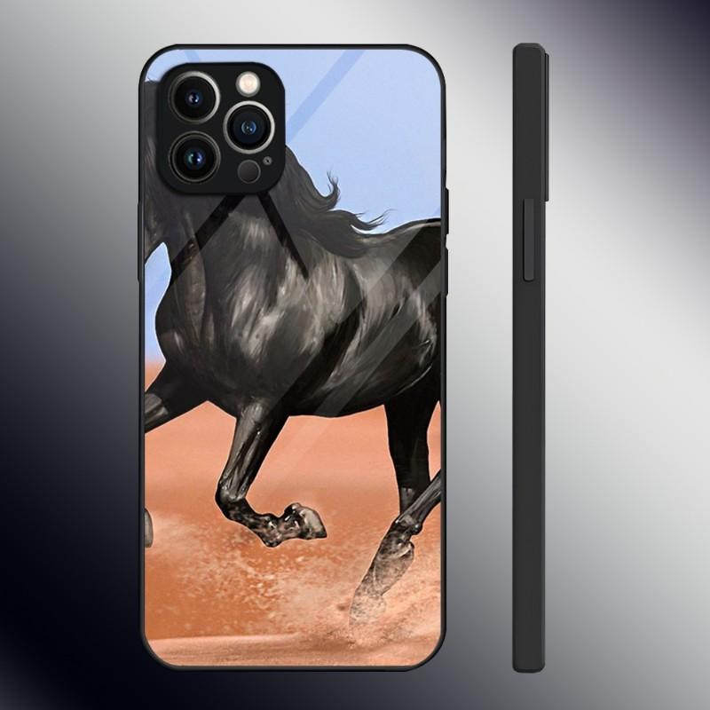 Domineering Cool Horse Phone Case Tempered Glass For IPhone 13 12 11 14 Pro Max Mini X XR XS 8 7 6s Plus SE 2020 Cover