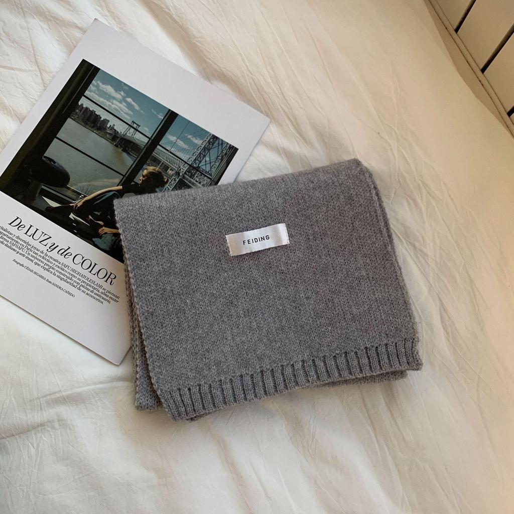 Korean Warm Solid Scarf Women Autumn Winter Versatile Fashion Student Knit Neck Warmer Unisex Wool