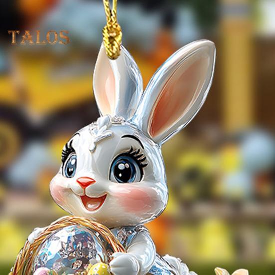 1/3Pcs Easter Cartoon Bunny Hanging Decorations with Lanyard Easy To Hang 2D Acrylic Ornaments Rearview Mirror Pendants