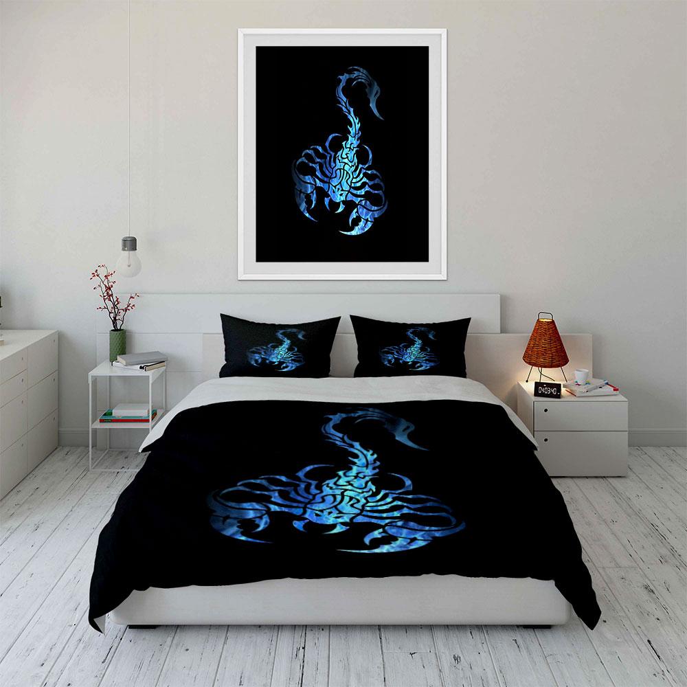Blue Scorpion Art Set Multiple Sizes Kid'S And Adults' Bedroom Exquisite 3Pc Bedding Set, Gift