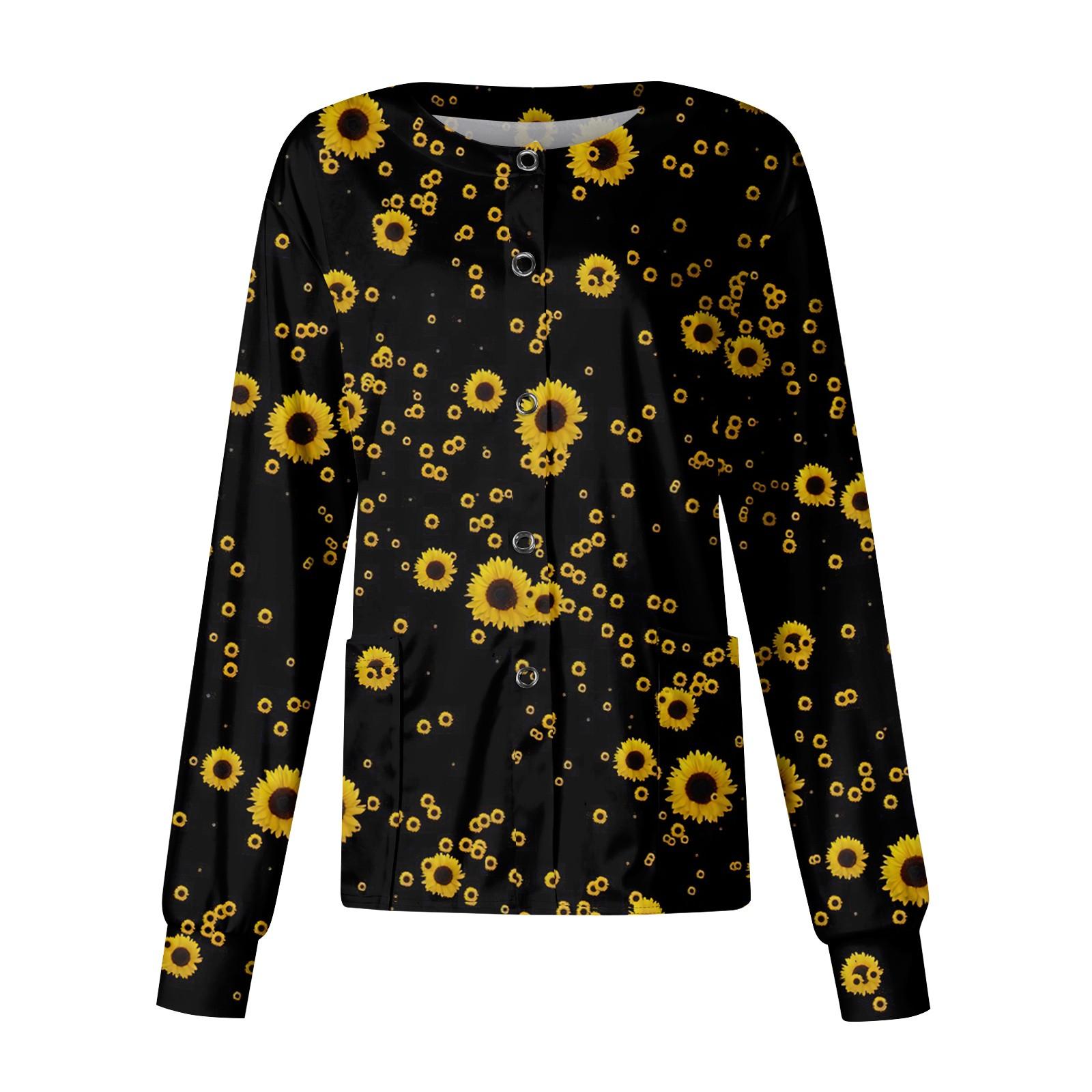 

Женский повседневный однобортный однобортный кардиган с длинным рукавом и принтом, рабочая одежда, топ XXXL жёлтый