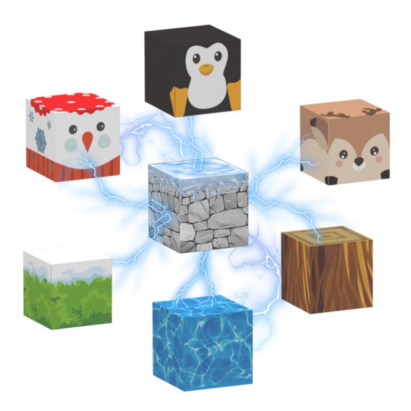 138Pcs Dream Ice And Snow World Magnetic Block Light Magnetic Assembly Building Block Magnetic Attraction Building Block Set 2Cm