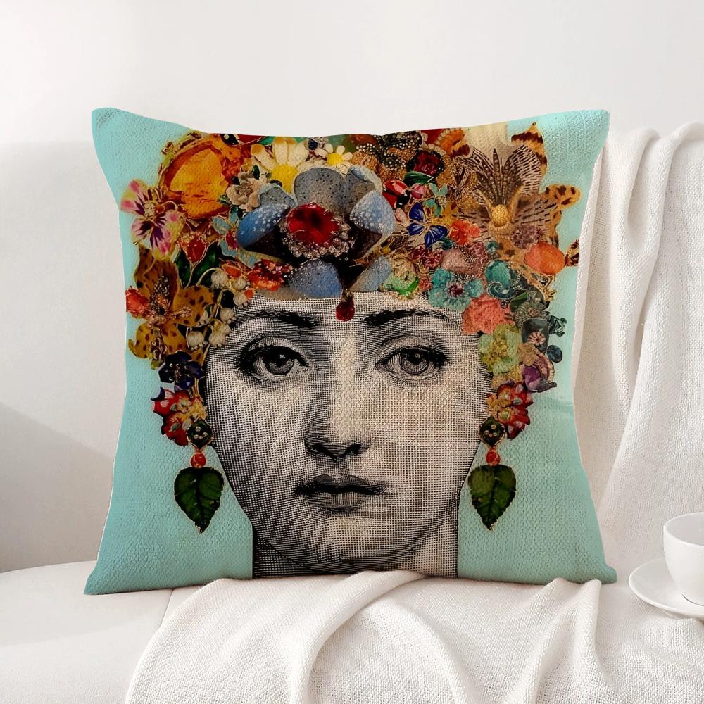 Women Anime Art Pillow Case Natural Linen Organic Fabric Double-Sided Printing Breathable Perfect For Home Decor