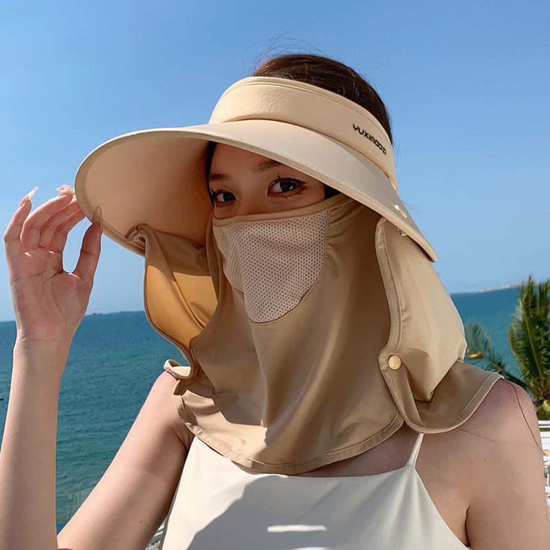 Summer Sun Protection Cap With Removable Shoulder Cover For Outdoor Activities
