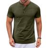 Men's Summer Casual Slim Fit Muscle Texture Henley Short Sleeve T Shirt Lightweight Breathable Vintage Style Tee