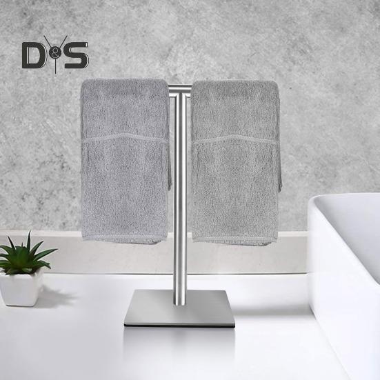 T-Shaped Towel Rack Storage Organizer Rust-Resistant Easy Installation Bath Hand Towel Holder Stand with Heavy Base